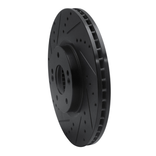 R1 07-12 Hyundai Veracruz Front Left Drilled & Slotted Black Brake Rotor