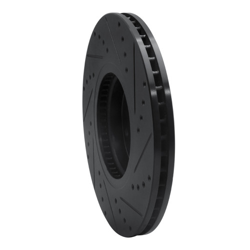 R1 07-12 Hyundai Veracruz Front Left Drilled & Slotted Black Brake Rotor