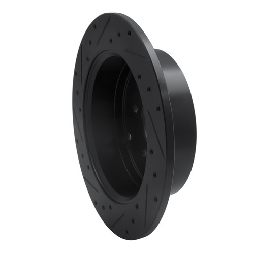 R1 07-09 Hyundai Santa Fe Rear Right Drilled & Slotted Black Brake Rotor