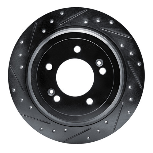 R1 17-25 Hyundai Nexo Rear Left Drilled & Slotted Black Brake Rotor