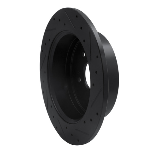 R1 07-09 Hyundai Santa Fe Rear Left Drilled & Slotted Black Brake Rotor