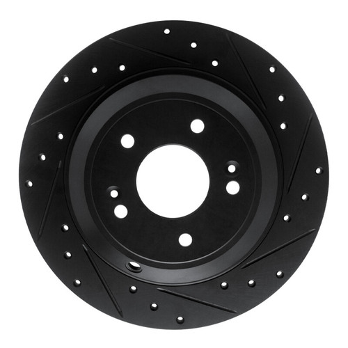 R1 18-23 Genesis G70 Rear Right Drilled & Slotted Black Brake Rotor ECB-21041R