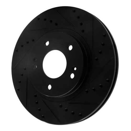 R1 01-06 Hyundai Santa Fe Front Right Drilled & Slotted Black Brake Rotor