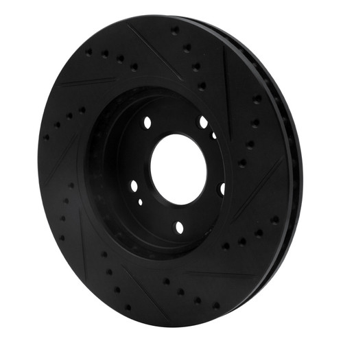 R1 01-06 Hyundai Santa Fe Front Left Drilled & Slotted Black Brake Rotor