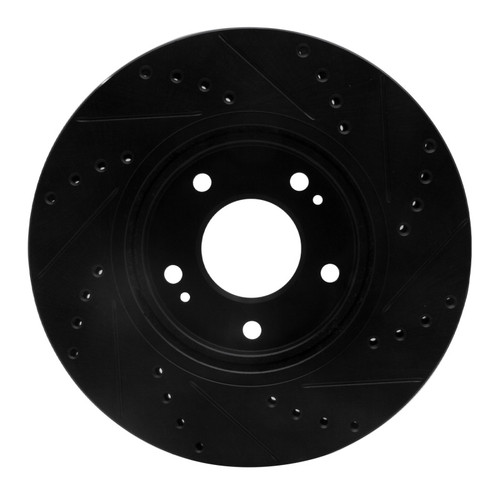 R1 01-06 Hyundai Santa Fe Front Left Drilled & Slotted Black Brake Rotor