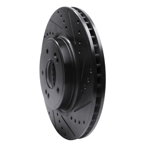 R1 18-23 Genesis G70 Front Right Drilled & Slotted Black Brake Rotor