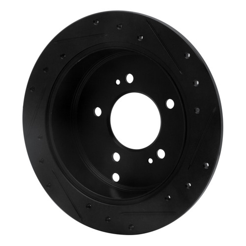 R1 01-16 Hyundai Santa Fe Rear Left Drilled & Slotted Black Brake Rotor