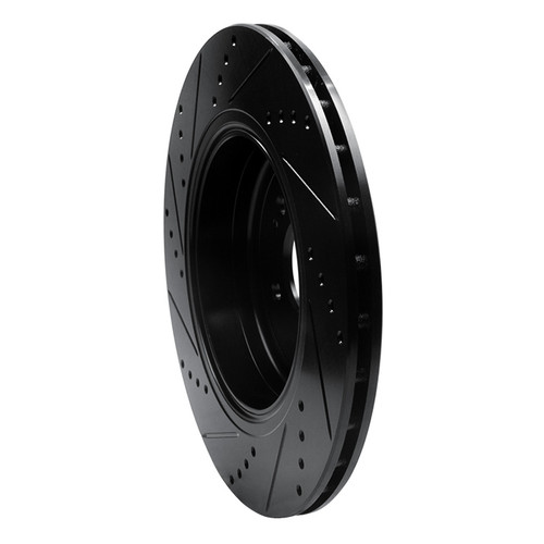 R1 18-25 Genesis G70 Rear Right Drilled & Slotted Black Brake Rotor