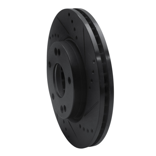 R1 01-05 Hyundai Santa Fe Front Right Drilled & Slotted Black Brake Rotor