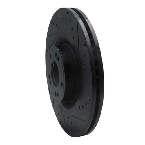 R1 12-17 Genesis G80 Front Right Drilled & Slotted Black Brake Rotor