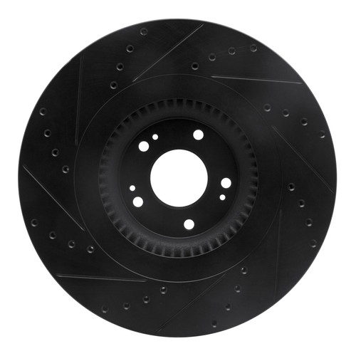 R1 12-17 Genesis G80 Front Right Drilled & Slotted Black Brake Rotor