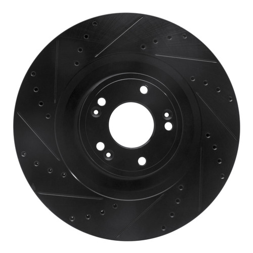 R1 12-17 Genesis G80 Front Left Drilled & Slotted Black Brake Rotor