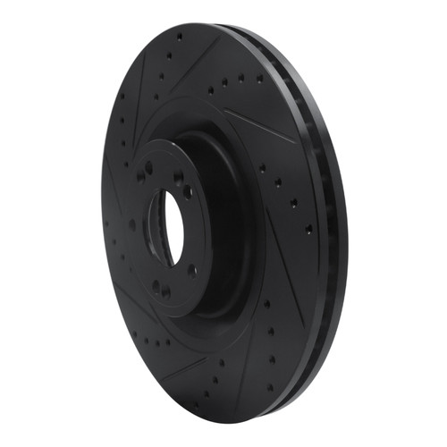 R1 12-17 Genesis G80 Front Left Drilled & Slotted Black Brake Rotor