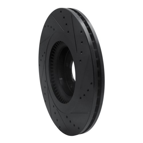 R1 12-17 Genesis G80 Front Left Drilled & Slotted Black Brake Rotor