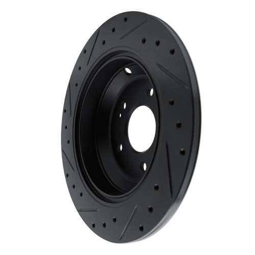 R1 09-20 Genesis G80 Rear Right Drilled & Slotted Black Brake Rotor