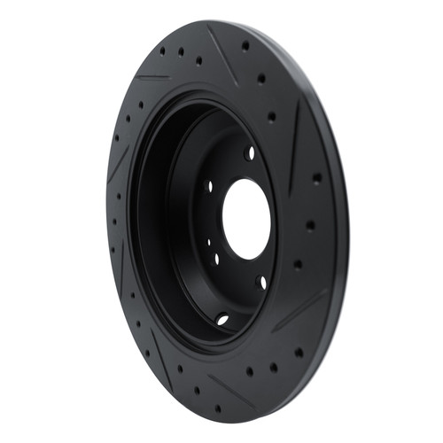 R1 09-20 Genesis G80 Rear Left Drilled & Slotted Black Brake Rotor