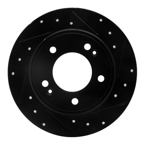 R1 11-25 Hyundai Elantra Coupe Rear Right Drilled & Slotted Black Brake Rotor