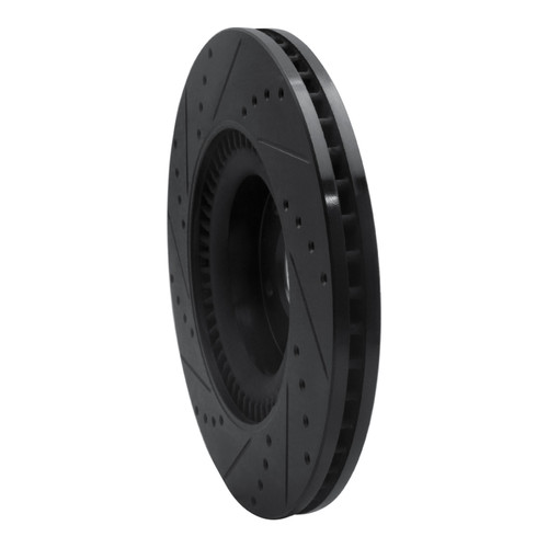 R1 11-17 Genesis G80 Front Right Drilled & Slotted Black Brake Rotor