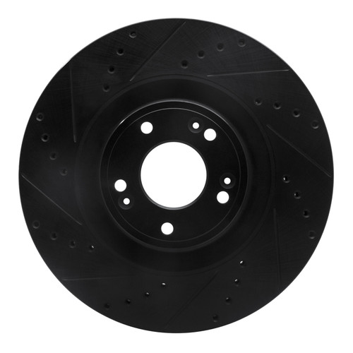 R1 11-17 Genesis G80 Front Left Drilled & Slotted Black Brake Rotor