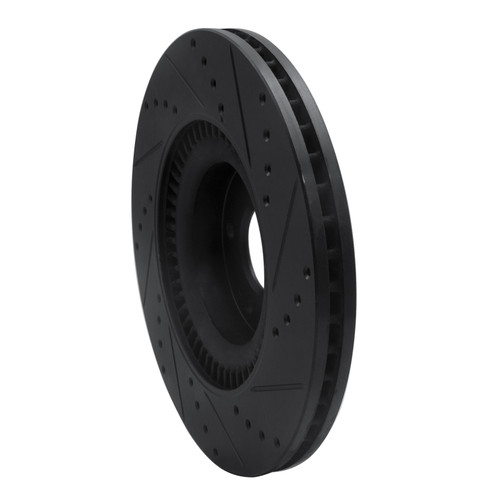 R1 11-17 Genesis G80 Front Left Drilled & Slotted Black Brake Rotor