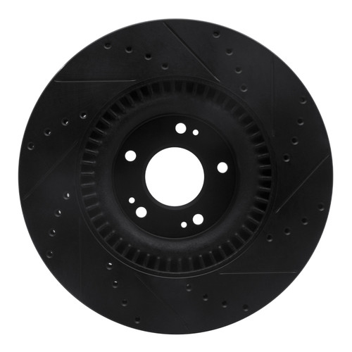 R1 11-17 Genesis G80 Front Left Drilled & Slotted Black Brake Rotor