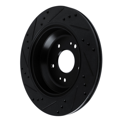 R1 11-17 Hyundai Equus Rear Right Drilled & Slotted Black Brake Rotor