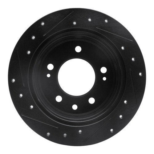 R1 09-16 Hyundai Tucson Rear Right Drilled & Slotted Black Brake Rotor