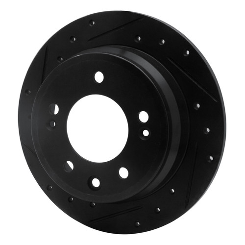 R1 09-16 Hyundai Tucson Rear Left Drilled & Slotted Black Brake Rotor