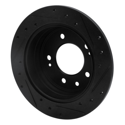 R1 09-16 Hyundai Tucson Rear Left Drilled & Slotted Black Brake Rotor