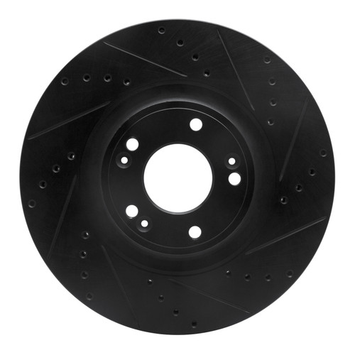 R1 09-14 Hyundai Genesis Sedan Front Right Drilled & Slotted Black Brake Rotor