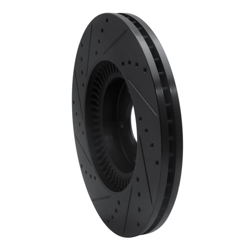 R1 09-14 Hyundai Genesis Sedan Front Right Drilled & Slotted Black Brake Rotor