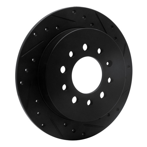 R1 07-08 Hyundai Tiburon Rear Right Drilled & Slotted Black Brake Rotor