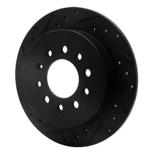 R1 07-08 Hyundai Tiburon Rear Left Drilled & Slotted Black Brake Rotor