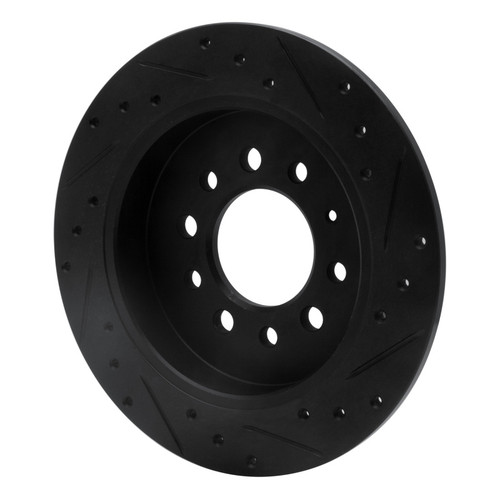 R1 07-08 Hyundai Tiburon Rear Left Drilled & Slotted Black Brake Rotor