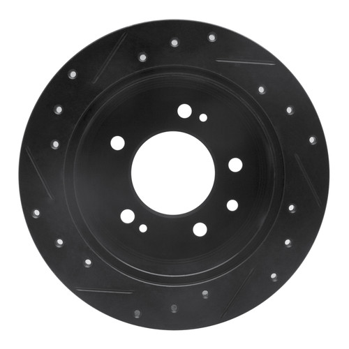 R1 07-10 Hyundai Elantra Rear Right Drilled & Slotted Black Brake Rotor
