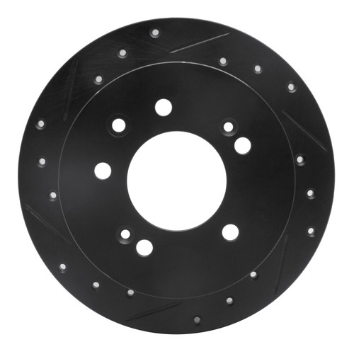 R1 07-10 Hyundai Elantra Rear Left Drilled & Slotted Black Brake Rotor