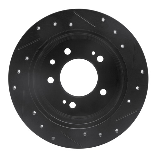 R1 07-10 Hyundai Elantra Rear Left Drilled & Slotted Black Brake Rotor