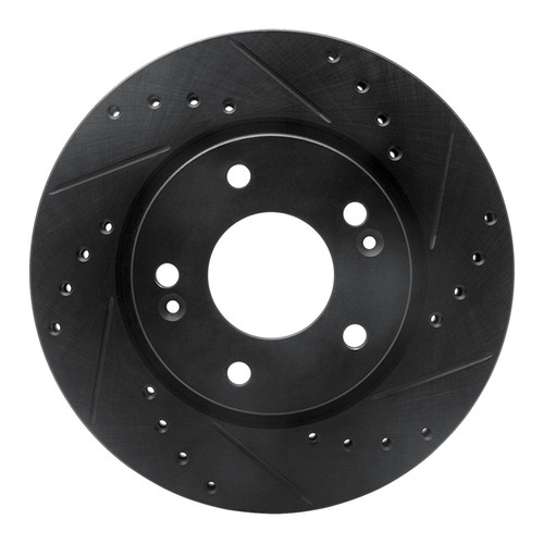 R1 07-10 Hyundai Elantra Front Right Drilled & Slotted Black Brake Rotor