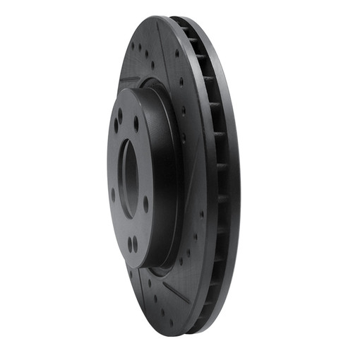 R1 07-10 Hyundai Elantra Front Right Drilled & Slotted Black Brake Rotor