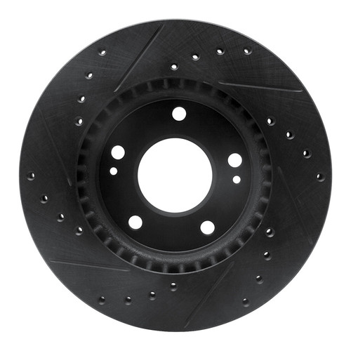 R1 07-10 Hyundai Elantra Front Right Drilled & Slotted Black Brake Rotor