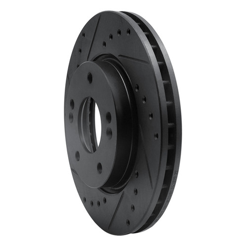 R1 07-10 Hyundai Elantra Front Left Drilled & Slotted Black Brake Rotor