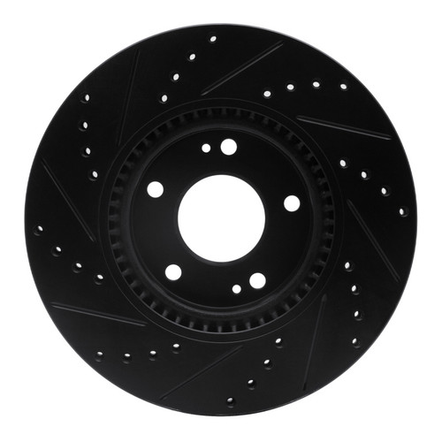 R1 05-24 Hyundai Tucson Front Right Drilled & Slotted Black Brake Rotor