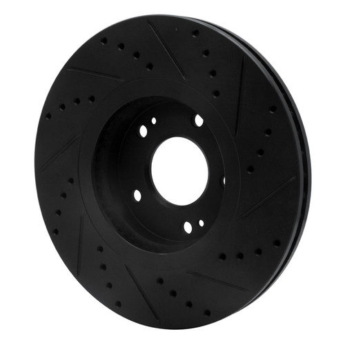 R1 04-11 Hyundai Azera Front Left Drilled & Slotted Black Brake Rotor