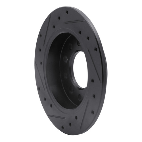 R1 03-08 Hyundai Tiburon Rear Right Drilled & Slotted Black Brake Rotor