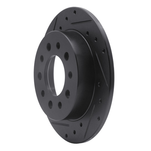 R1 03-08 Hyundai Tiburon Rear Left Drilled & Slotted Black Brake Rotor