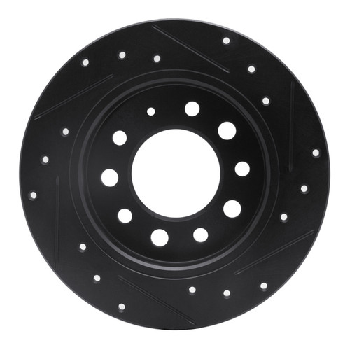 R1 03-08 Hyundai Tiburon Rear Left Drilled & Slotted Black Brake Rotor