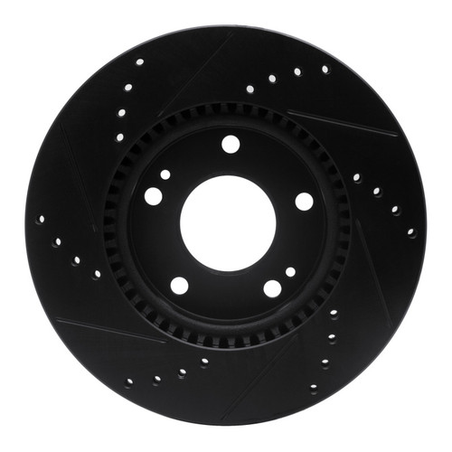 R1 03-13 Hyundai Elantra Front Right Drilled & Slotted Black Brake Rotor