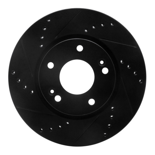 R1 03-13 Hyundai Tucson Front Left Drilled & Slotted Black Brake Rotor