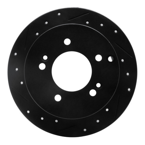 R1 01-10 Hyundai XG300 Rear Left Drilled & Slotted Black Brake Rotor
