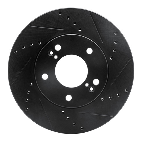 R1 01-03 Hyundai XG350 Front Right Drilled & Slotted Black Brake Rotor